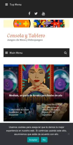 Pré-visualização do site Consola y Tablero, meio de Espanha para artigos patrocinados