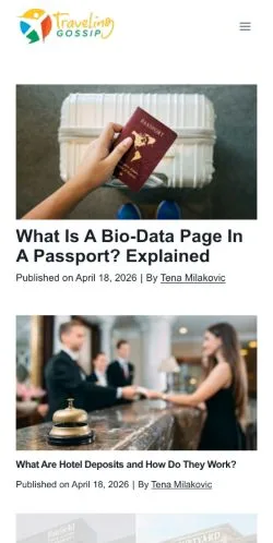 Anteprima del sito Traveling Gossip, media di Stati Uniti per articoli sponsorizzati