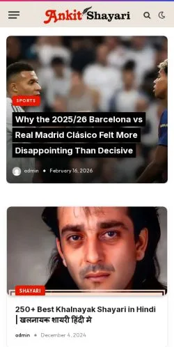 Anteprima del sito Ankitshayari.in, media di India per articoli sponsorizzati