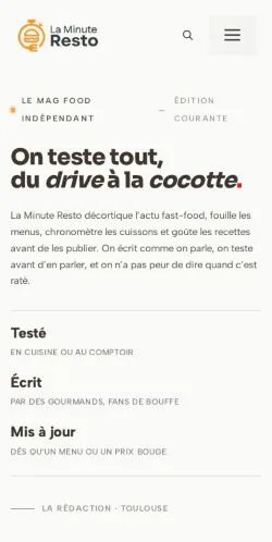 Anteprima del sito La Minute Resto, media di Francia per articoli sponsorizzati