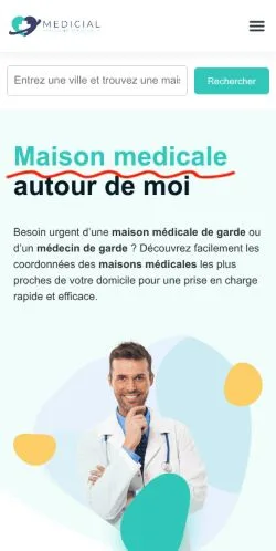 Anteprima del sito Medicial, media di Francia per articoli sponsorizzati