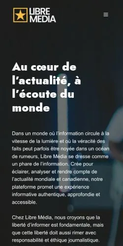 Voorbeeld van de site Libre Média, medium uit Canada voor gesponsorde artikelen