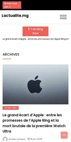 Anteprima del sito Lactualite.mg, media di Francia per articoli sponsorizzati