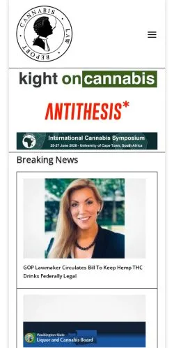 スポンサード記事向けのアメリカ合衆国メディア、Cannabis Law Reportのサイトプレビュー