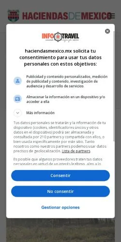 Anteprima del sito Haciendas de México, media di Messico per articoli sponsorizzati
