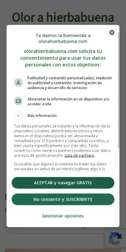 Anteprima del sito Olor A Hierbabuena, media di Spagna per articoli sponsorizzati