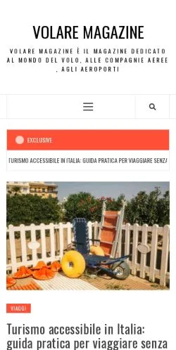 Anteprima del sito Volare Magazine, media di Italia per articoli sponsorizzati