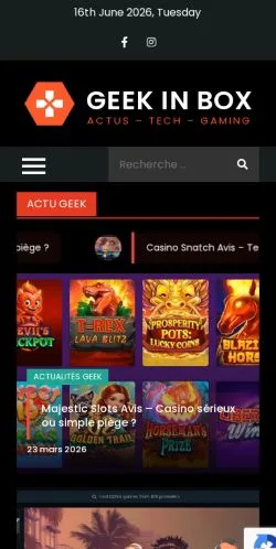 Podgląd witryny GeekinBox, medium z kraju Francja do artykułów sponsorowanych