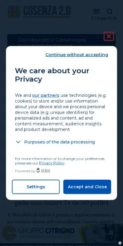 Anteprima del sito Cosenza 2.0, media di Italia per articoli sponsorizzati