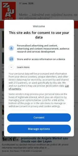 Anteprima del sito ZiuaNews, media di Romania per articoli sponsorizzati