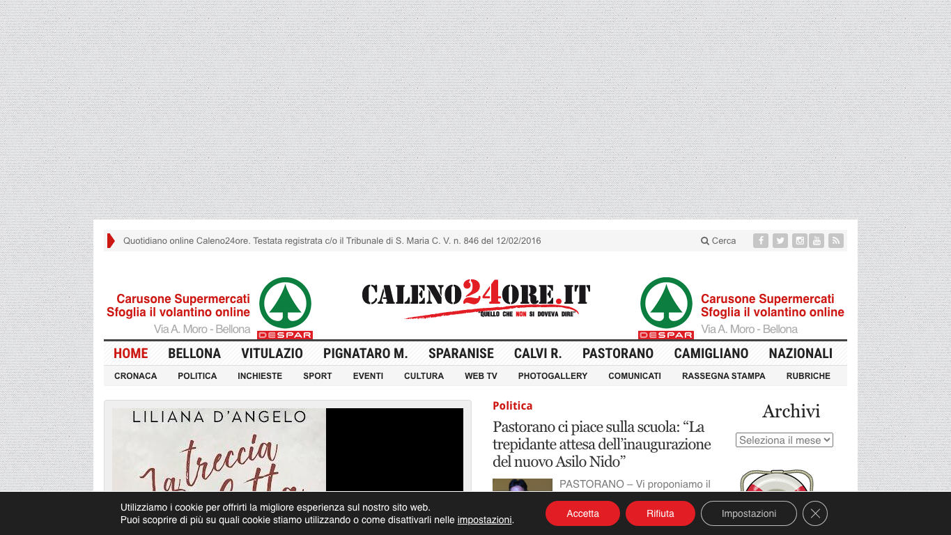 Anteprima del sito Caleno24ore, media di Italia per articoli sponsorizzati