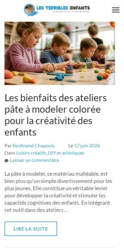 Vista previa del sitio Les Terribles Enfants, medio de Bélgica para artículos patrocinados