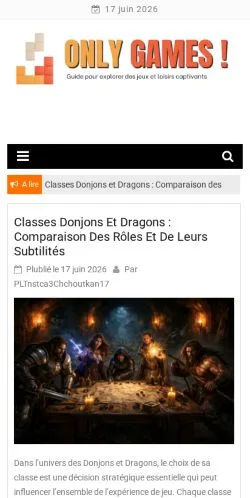 Aperçu du site Only Games, média de France pour articles sponsorisés