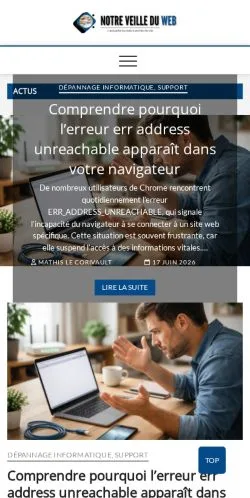 Anteprima del sito Notre Veille Du Web, media di Francia per articoli sponsorizzati