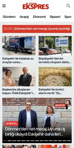 스폰서 기사용 튀르키예 매체 Eskişehir Ekspres 사이트 미리보기