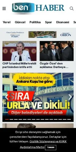 Aperçu du site Ben Haber, média de Turquie pour articles sponsorisés