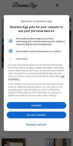 Podgląd witryny Business Age, medium z kraju Stany Zjednoczone do artykułów sponsorowanych