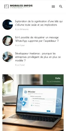 Anteprima del sito Mobiles Infos, media di Francia per articoli sponsorizzati
