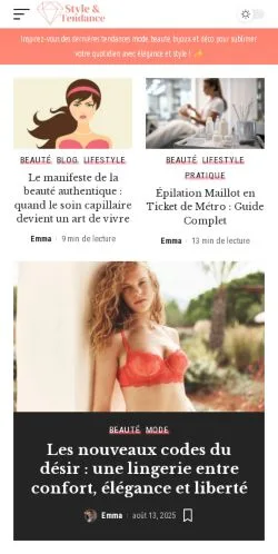 Pré-visualização do site Style et Tendances, meio de França para artigos patrocinados