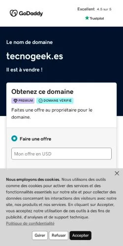 Anteprima del sito TecnoGeek, media di Spagna per articoli sponsorizzati