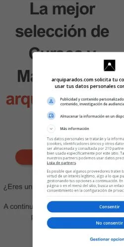 Anteprima del sito Arquiparados, media di Spagna per articoli sponsorizzati