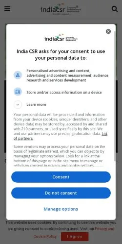 Anteprima del sito India CSR, media di India per articoli sponsorizzati