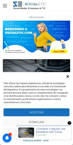 Vorschau der Website Socialetic, Medium aus Spanien für gesponserte Artikel
