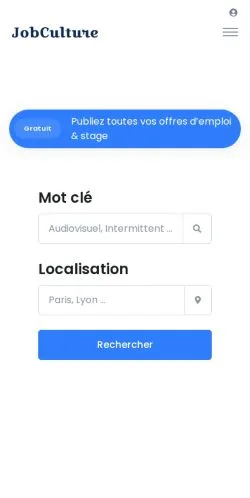 Anteprima del sito JobCulture, media di Francia per articoli sponsorizzati