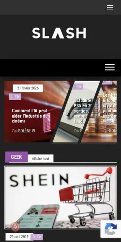 Förhandsvisning av webbplatsen Slash Magazine, medium i Frankrike för sponsrade artiklar