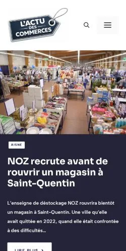 Anteprima del sito L'Actu des Commerces, media di Francia per articoli sponsorizzati
