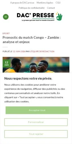 Podgląd witryny DAC-presse, medium z kraju Francja do artykułów sponsorowanych