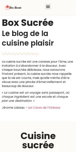 Anteprima del sito Box Sucrée, media di Francia per articoli sponsorizzati