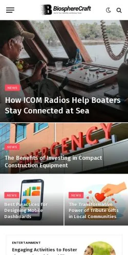 Preview of the BioSphereCraft website, a media outlet in United States for sponsored articles