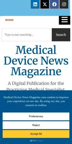 Podgląd witryny Medical Device News Magazine, medium z kraju Stany Zjednoczone do artykułów sponsorowanych