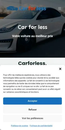 Vista previa del sitio Car For Less, medio de Francia para artículos patrocinados