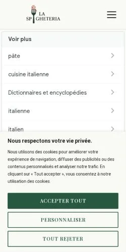Anteprima del sito La Spagheteria, media di Francia per articoli sponsorizzati