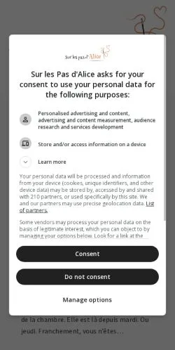 Anteprima del sito Sur Les Pas D'Alice, media di Francia per articoli sponsorizzati