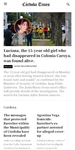 Anteprima del sito Diario Córdoba Times, media di Argentina per articoli sponsorizzati