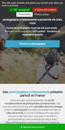 Anteprima del sito Mission Photographe, media di Francia per articoli sponsorizzati