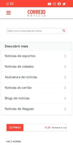 스폰서 기사용 브라질 매체 Correio Notícia 사이트 미리보기