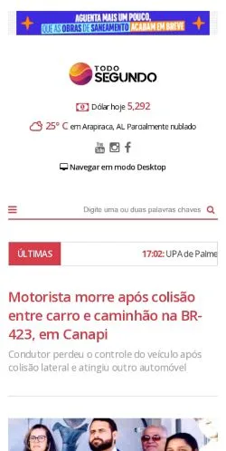 Anteprima del sito Todo Segundo, media di Brasile per articoli sponsorizzati