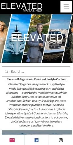 Förhandsvisning av webbplatsen Elevated Magazines, medium i USA för sponsrade artiklar