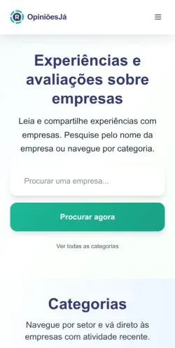 Anteprima del sito OpiniõesJá, media di Portogallo per articoli sponsorizzati