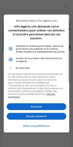 Anteprima del sito AlgerieInfo, media di Francia per articoli sponsorizzati