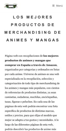 Anteprima del sito Universo De Animes, media di Spagna per articoli sponsorizzati