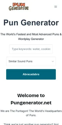 Podgląd witryny Pun Generator, medium z kraju Stany Zjednoczone do artykułów sponsorowanych