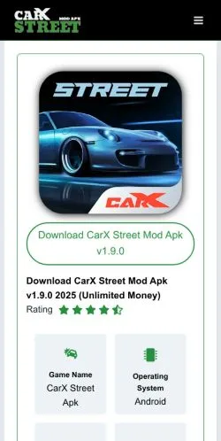 Anteprima del sito CarX Street Pro, media di Stati Uniti per articoli sponsorizzati