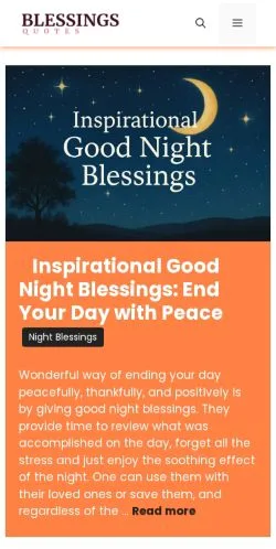Preview of the Blessings Quotes website, a media outlet in United States for sponsored articles