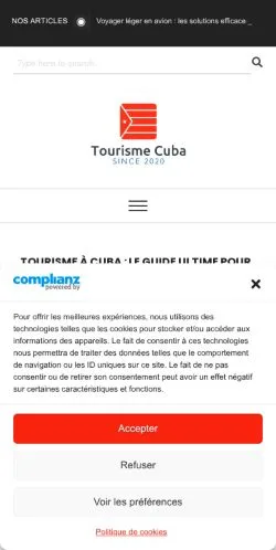 Anteprima del sito Tourisme à Cuba, media di Francia per articoli sponsorizzati
