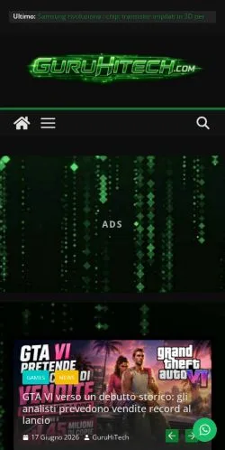 Forhåndsvisning av nettstedet GuruHiTech, medium fra Italia for sponsede artikler